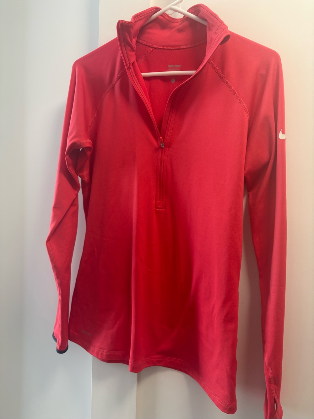 Nike Women's Red Long-Sleeve Half-Zip Performance Top Size Large